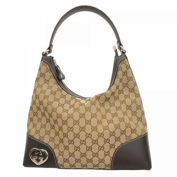Gucci GG Canvas Lovely Shoulder Bag 257070 Brown/Beige Canvas with Champagne Gol - Picture 1 of 16